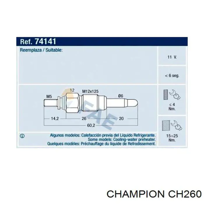 Bujías incandescentes Champion CH260 precio, desde 10,58 EUR