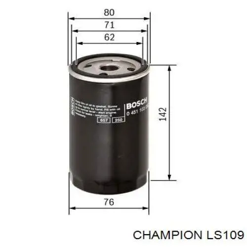 LS109 Champion filtro de aceite