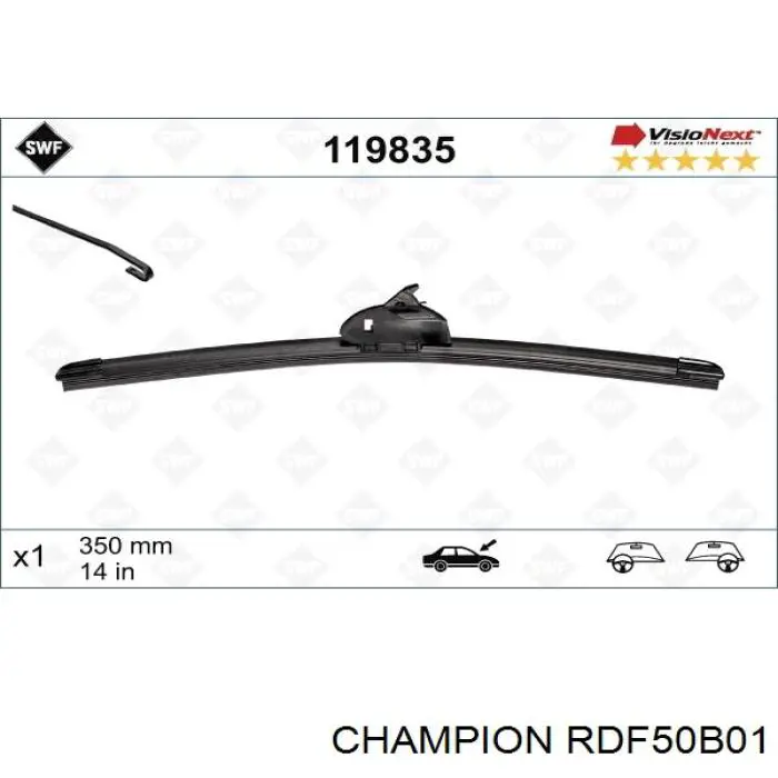 Escobilla del limpiaparabrisas del lado del conductor RDF50B01 Champion