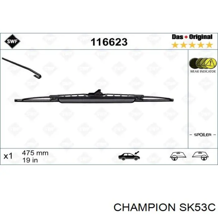 Juego de limpiaparabrisas de luna delantera, 2 piezas Toyota Corolla E12