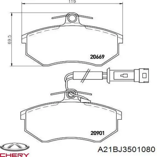 Pastillas de freno A21BJ3501080 Chery