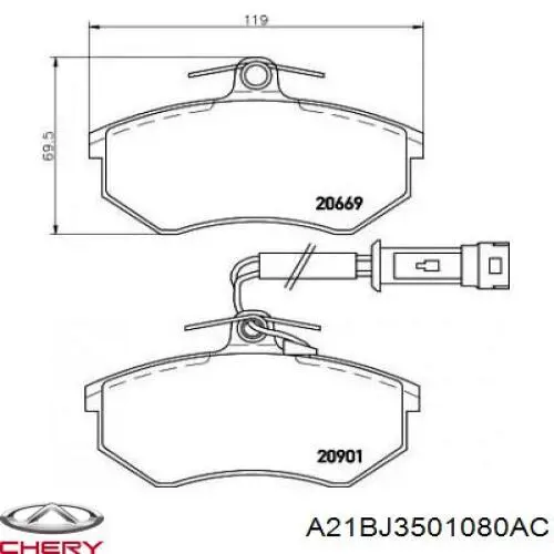 Pastillas freno delanteras Chery A21BJ3501080AC precio, desde 36,04 EUR