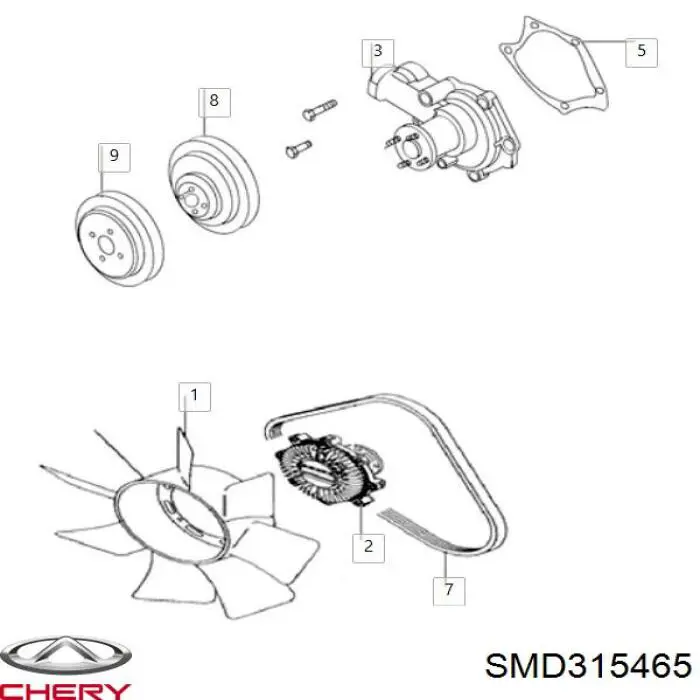 SMD315465 Chery junta, bomba de agua