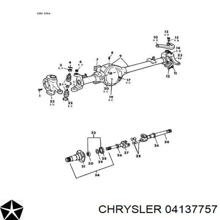 04137757 Chrysler cruceta, articulación, árbol longitudinal