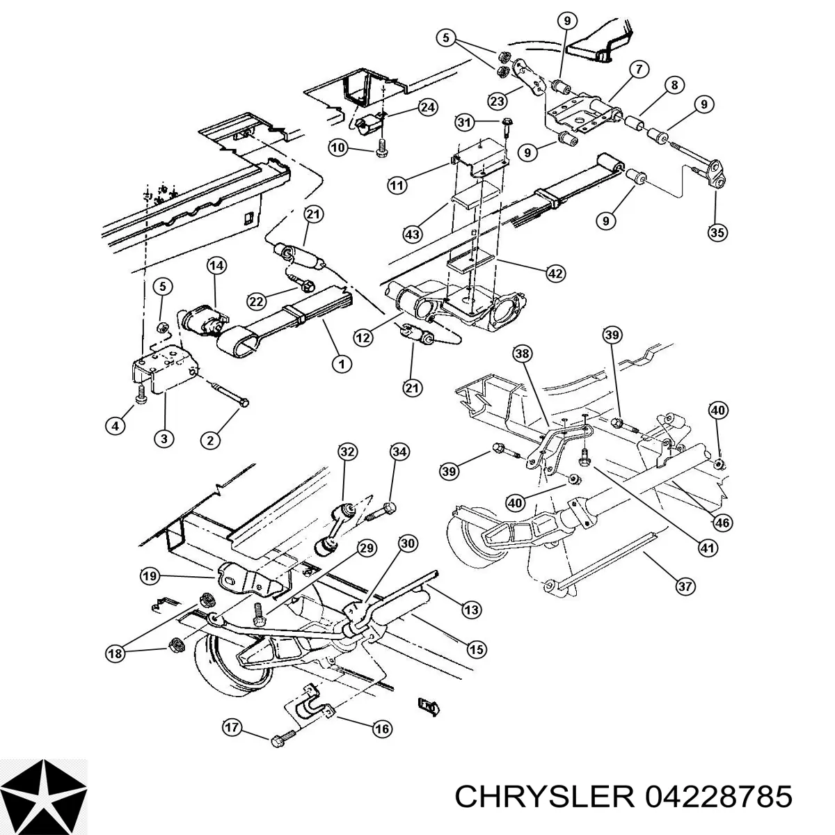 04228785 Chrysler casquillo de barra estabilizadora trasera