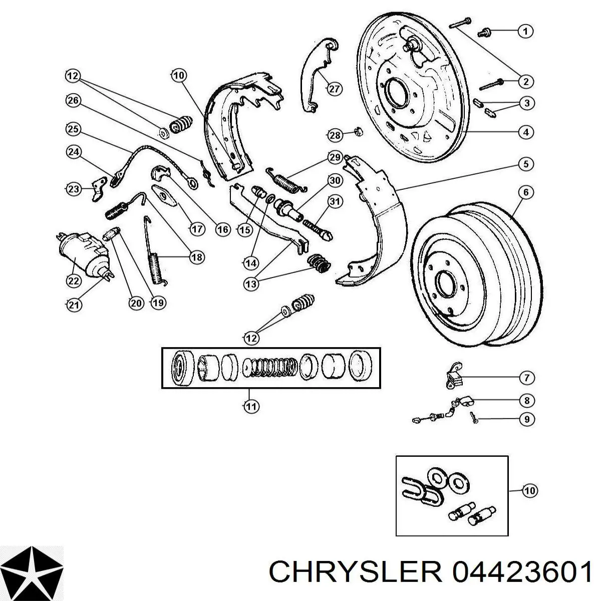 04423601 Chrysler cilindro de freno de rueda trasero