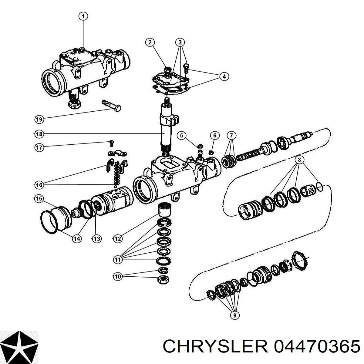 04470365 Chrysler retén, kit reparación de caja de dirección