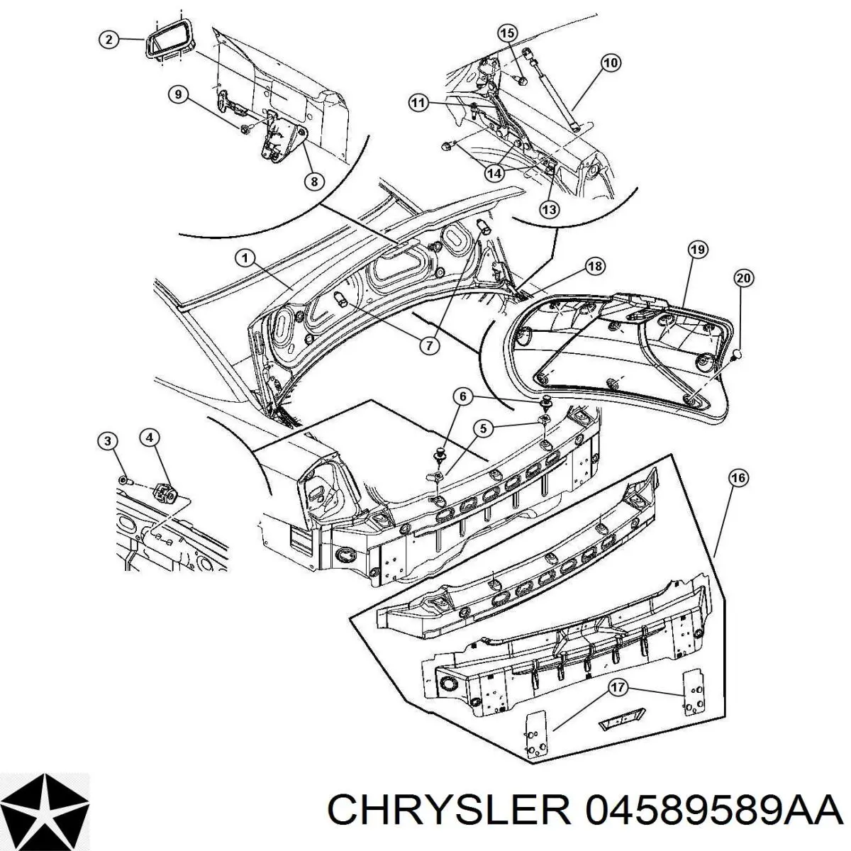 04589589AA Chrysler amortiguador de maletero