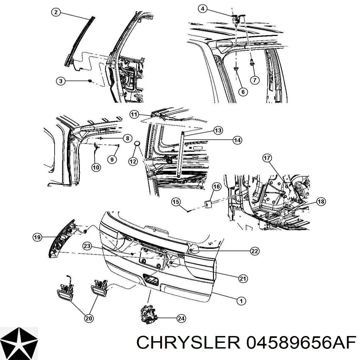 04589656AF Chrysler cerradura de puerta de maletero