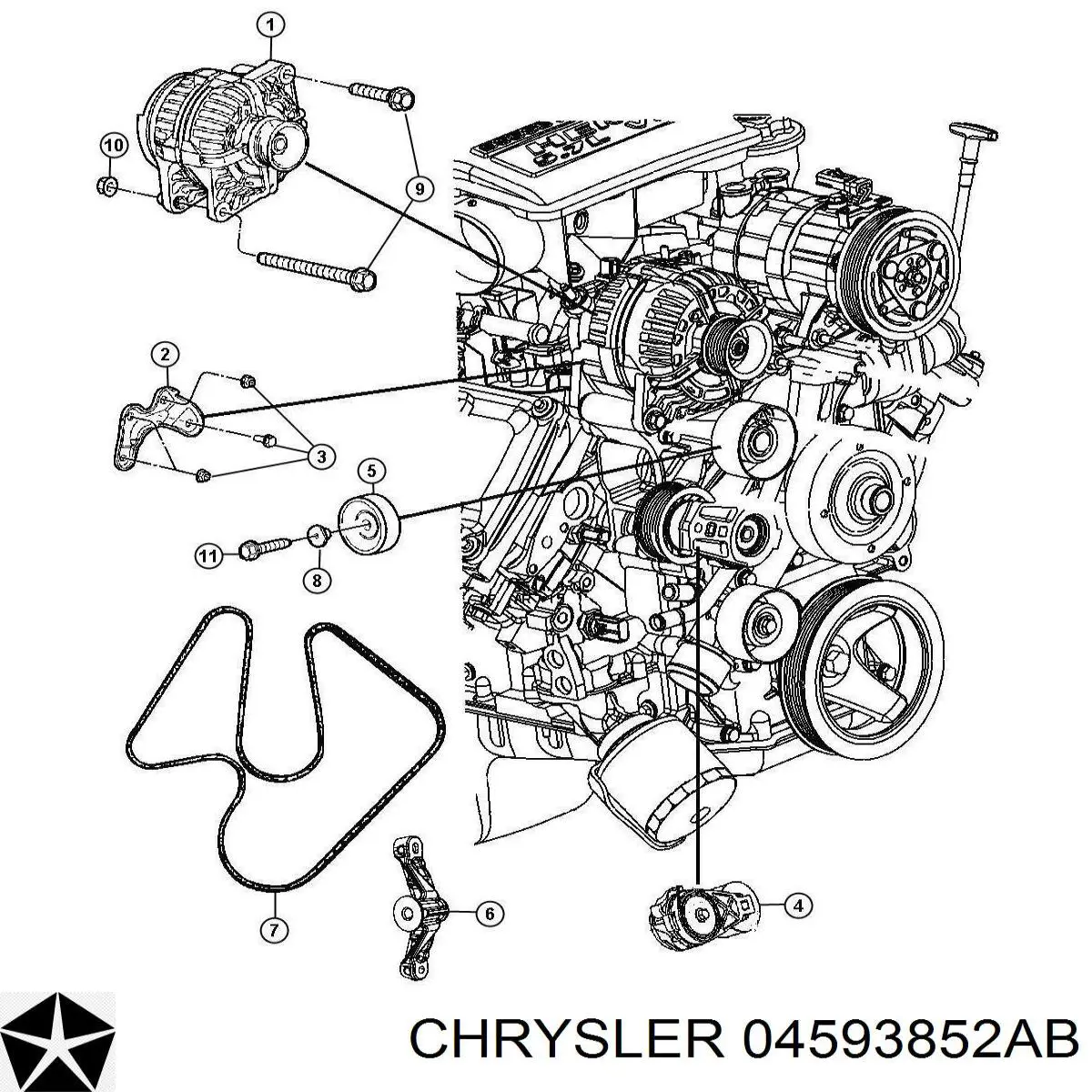 04593852AB Chrysler Correa poly v