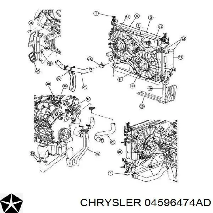 04596474AD Chrysler soporte del radiador superior