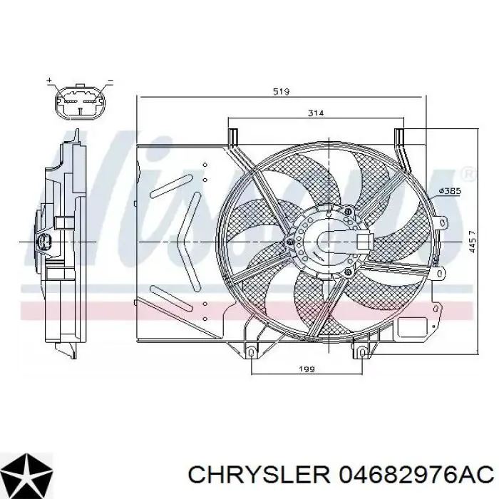 04682976AC Chrysler radiador refrigeración del motor