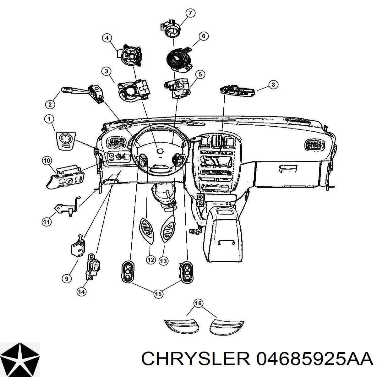 04685925AA Chrysler Bloque de botones de la consola central