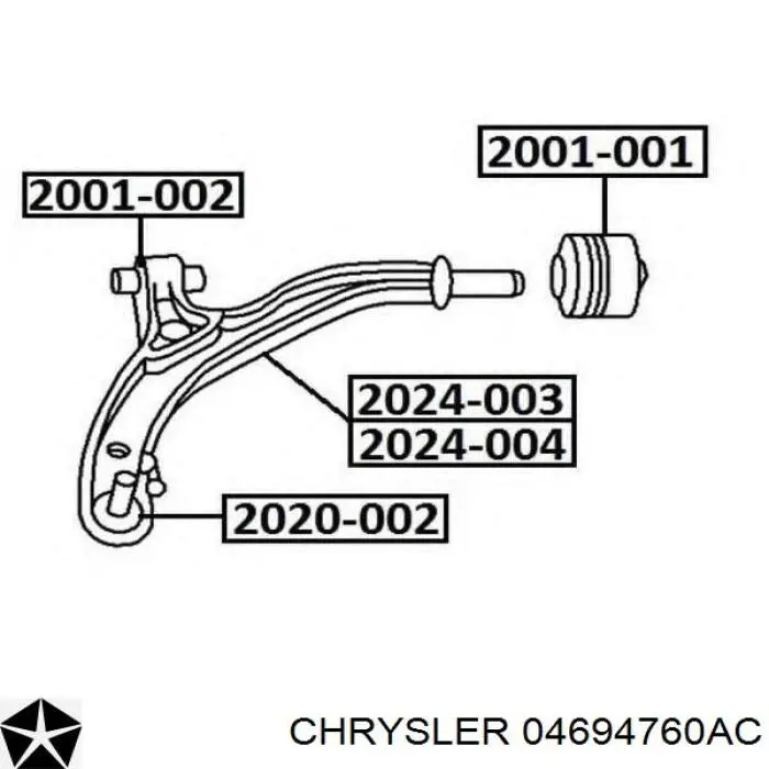 04694760AC Chrysler barra oscilante, suspensión de ruedas delantera, inferior derecha