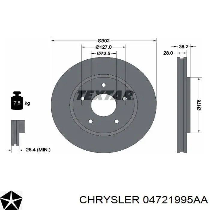Frenos delanteros Chrysler 04721995AA precio, desde 41,21 EUR