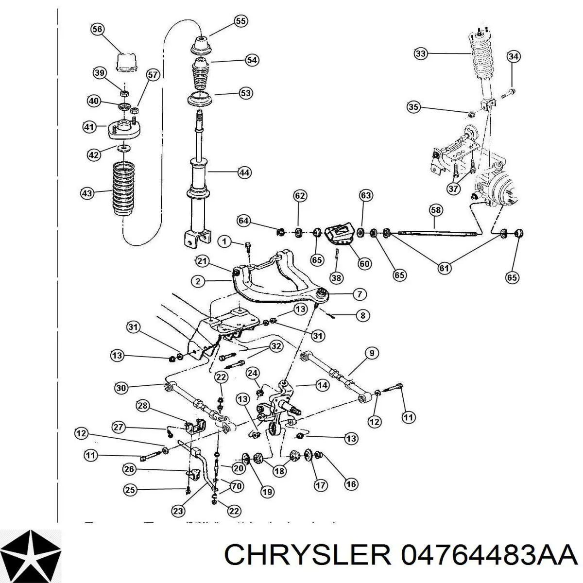 04764483AA Chrysler silentblock en barra de amortiguador trasera