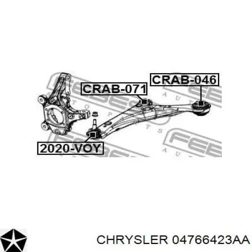 04766423AA Chrysler barra oscilante, suspensión de ruedas delantera, inferior izquierda
