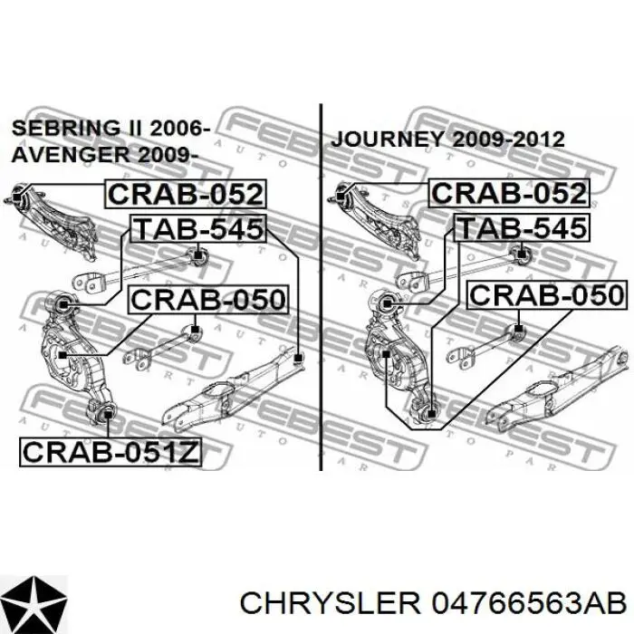 04766563AB Chrysler muñón del eje, suspensión de rueda, trasero izquierdo