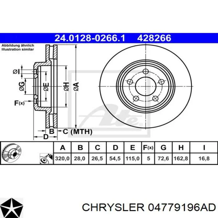 04779196AD Chrysler disco de freno delantero