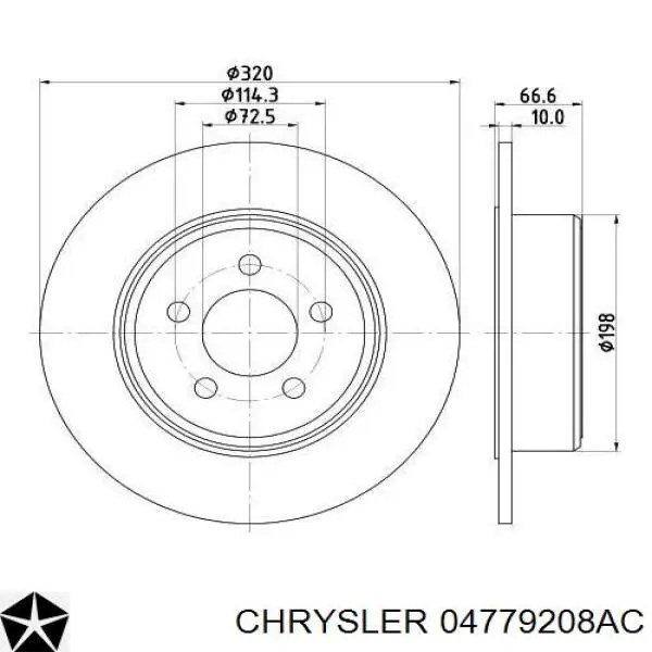 04779208AC Chrysler freno de disco delantero