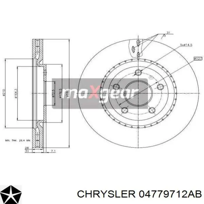 Comprar 04779712AB Chrysler Freno de disco delantero