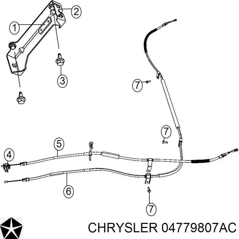 K04779807AC Fiat/Alfa/Lancia cable de freno de mano trasero derecho