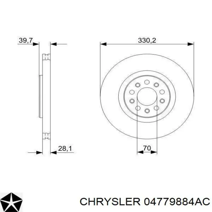 Comprar 04779884AC Chrysler Freno de disco delantero