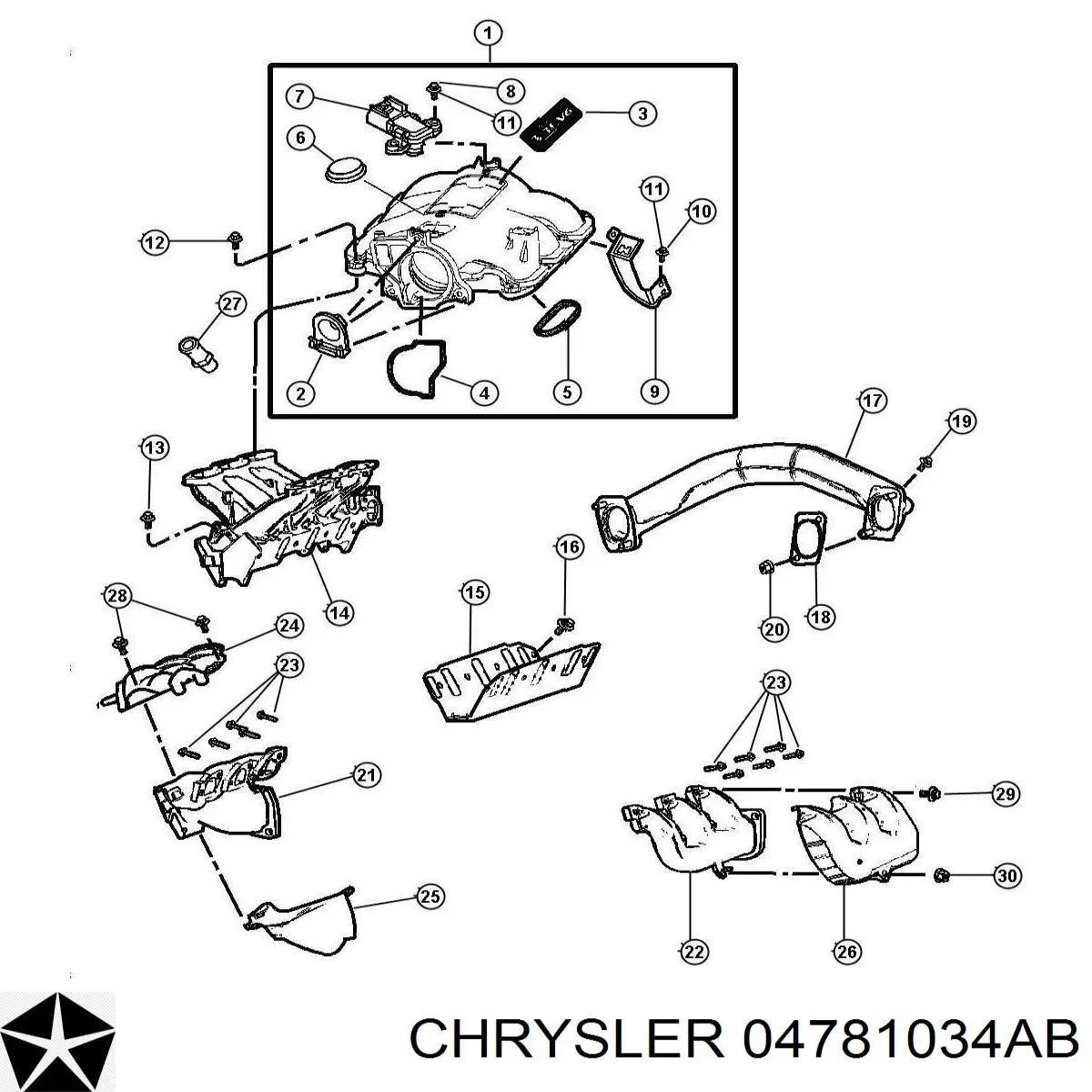 Juego de juntas, colector de admisión para Chrysler Voyager III RG, RS