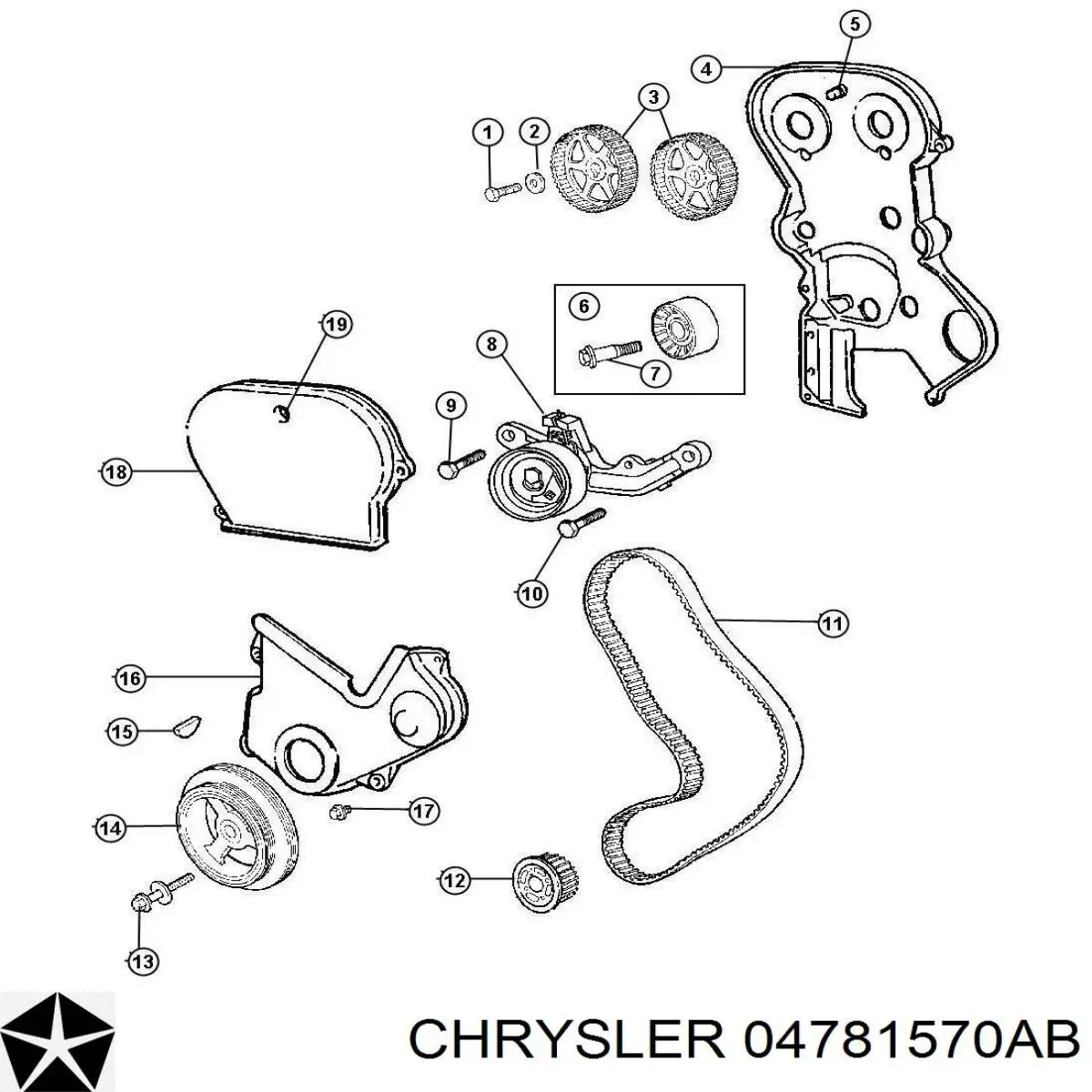 04781570AB Chrysler tensor, correa dentada