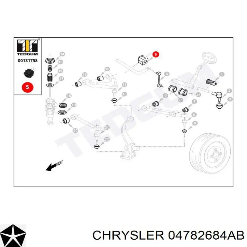 04782684AB Chrysler casquillo de barra estabilizadora delantera