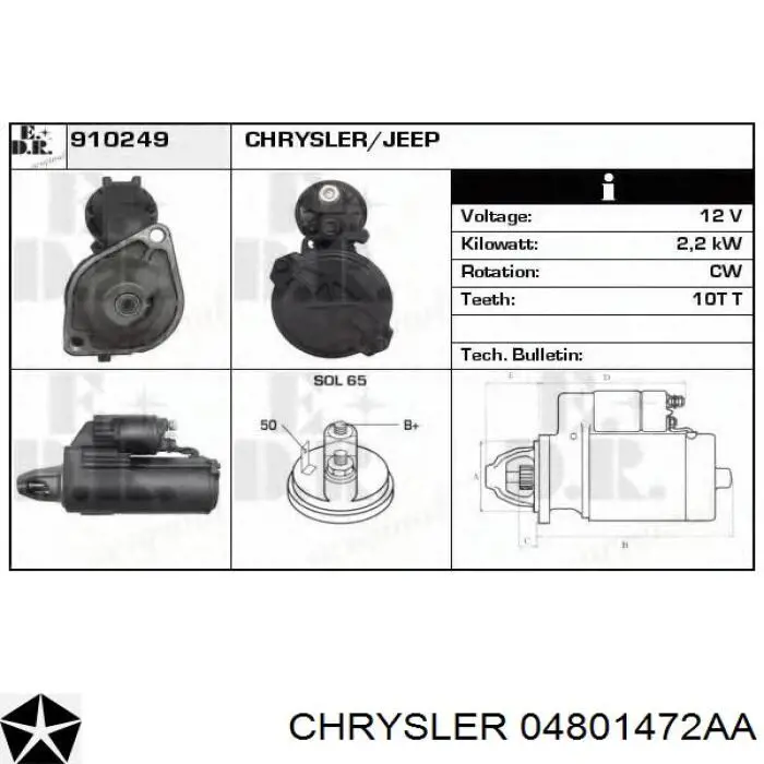 04801472AA Chrysler motor de arranque