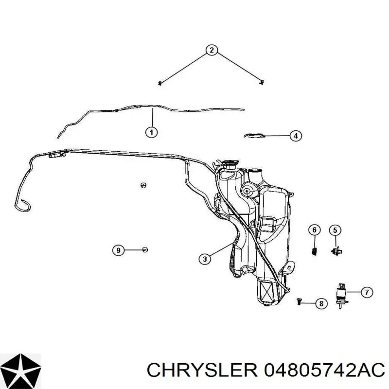 04805742AC Chrysler tobera de agua regadora, lavado de parabrisas