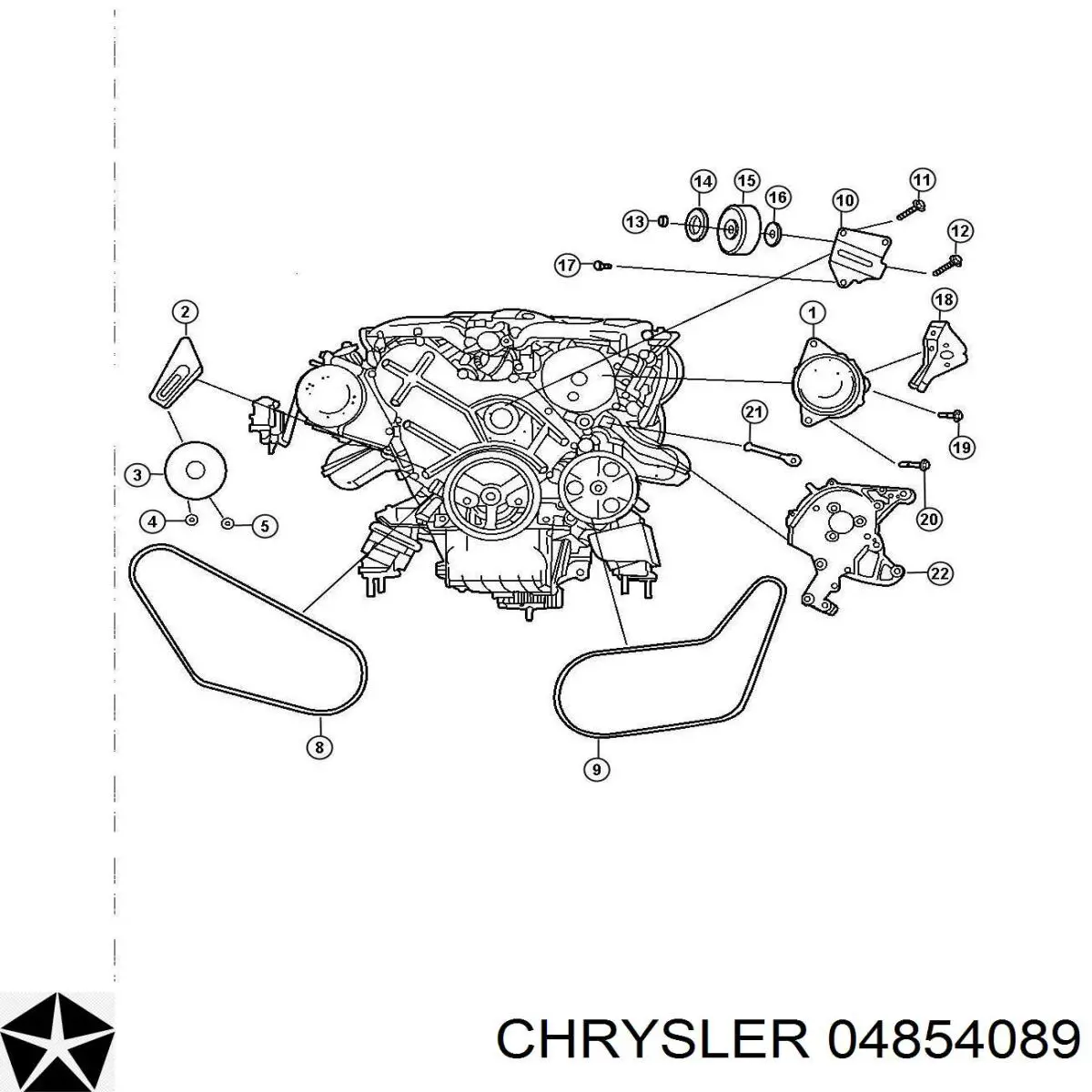 04854089 Chrysler rodillo, correa trapecial poli v