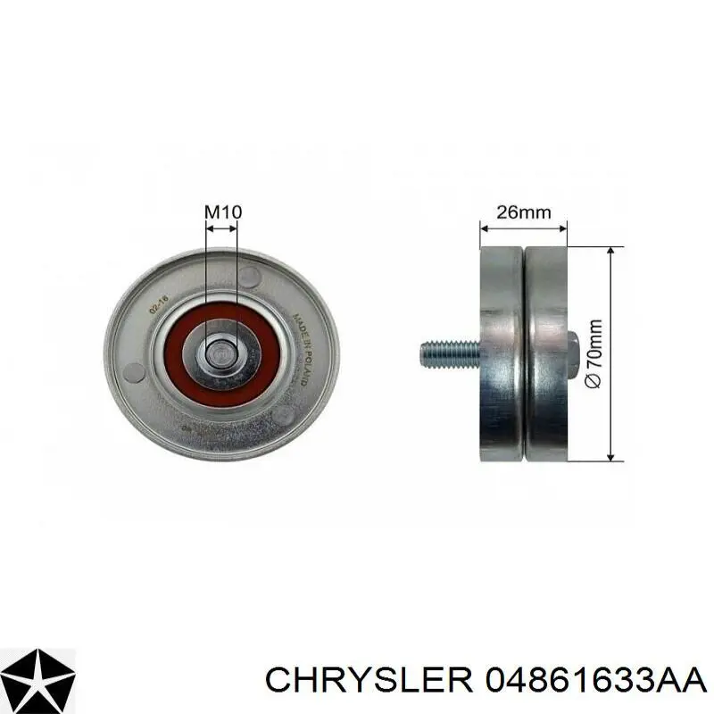 04861633AA Chrysler rodillo, correa trapecial poli v