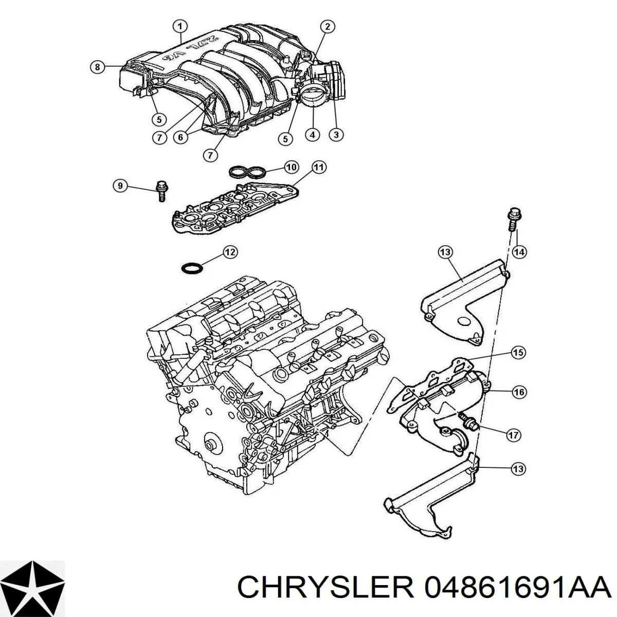 04861691AA Chrysler cuerpo de mariposa completo