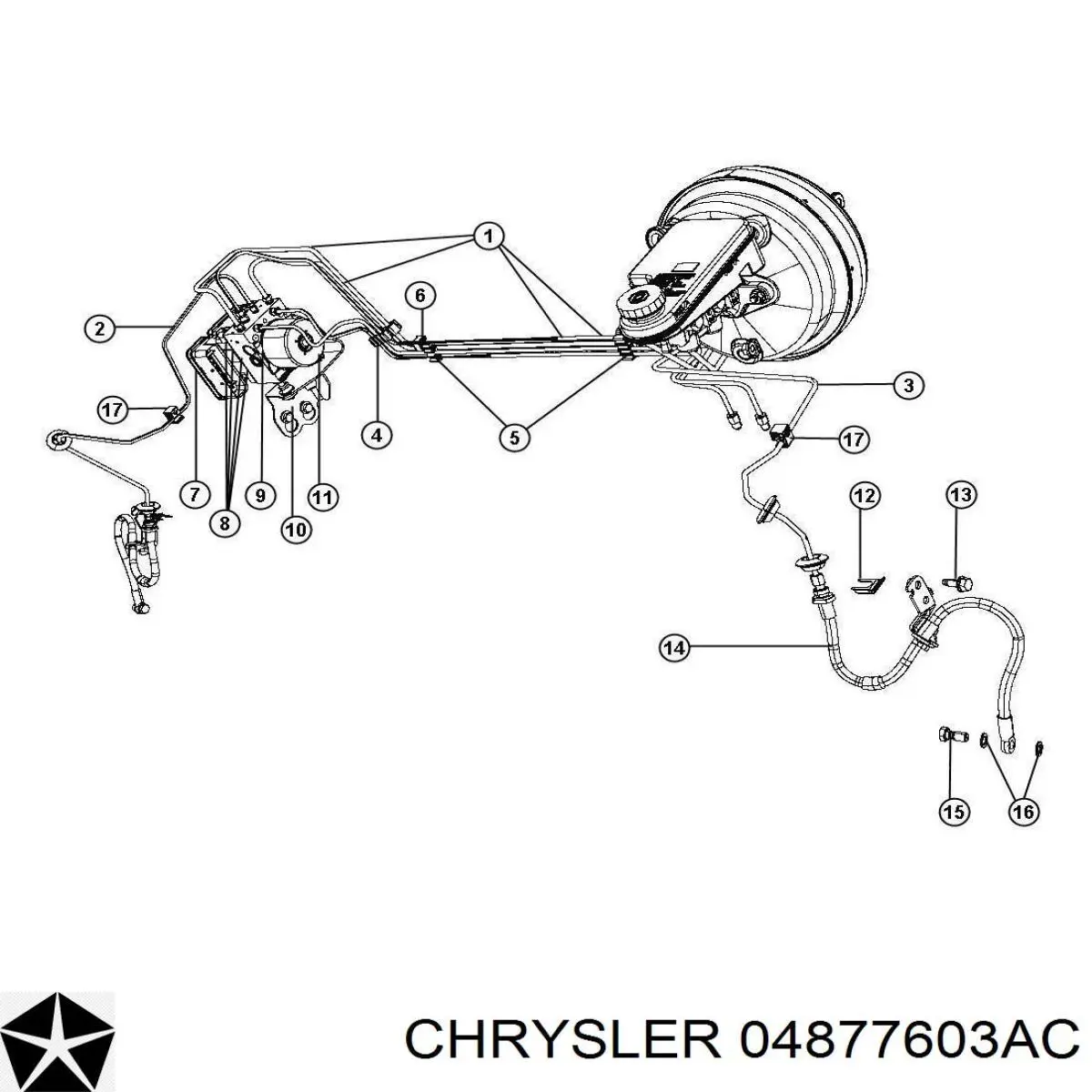 04877603AC Chrysler tubo flexible de frenos delantero izquierdo