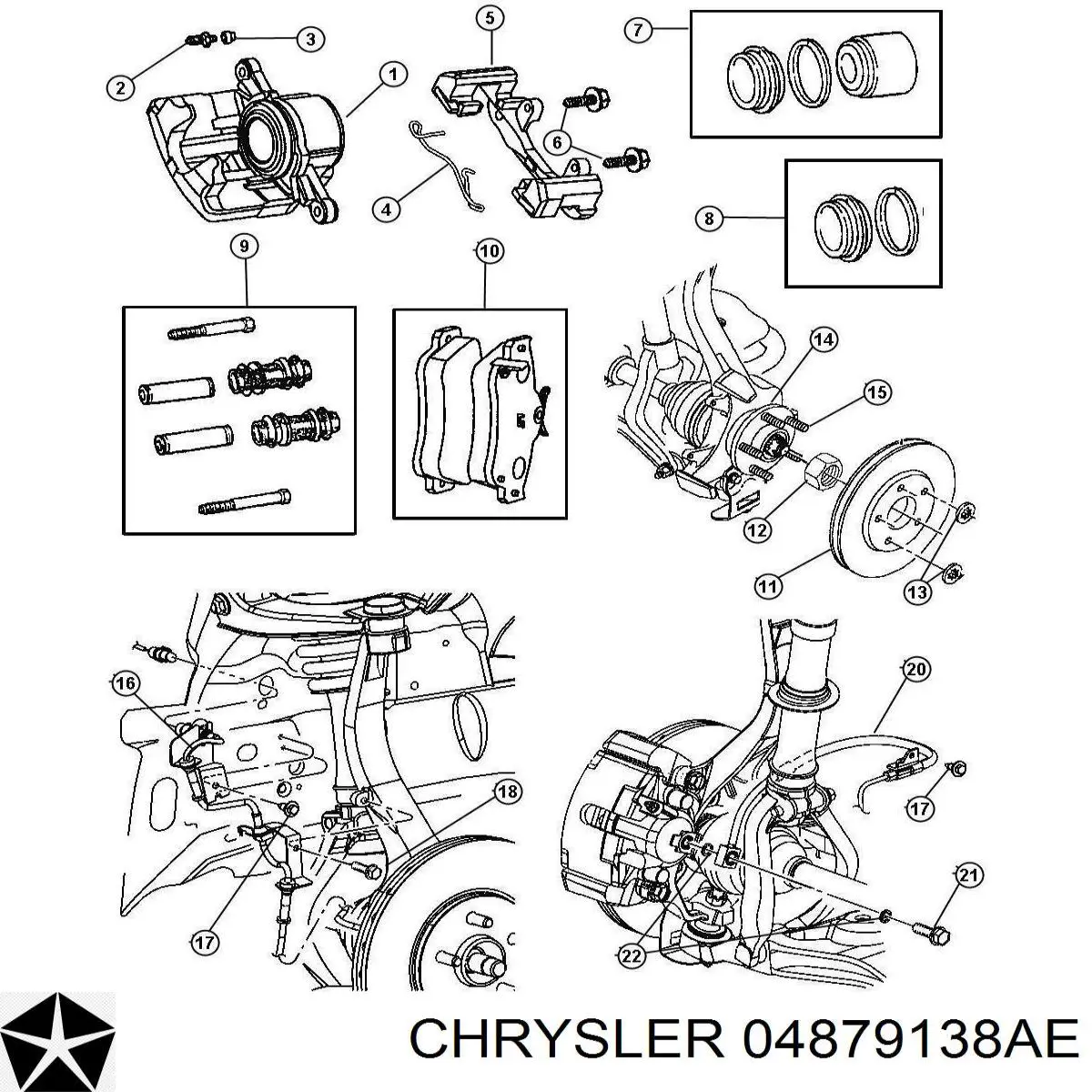 04879138AE Chrysler freno de disco delantero