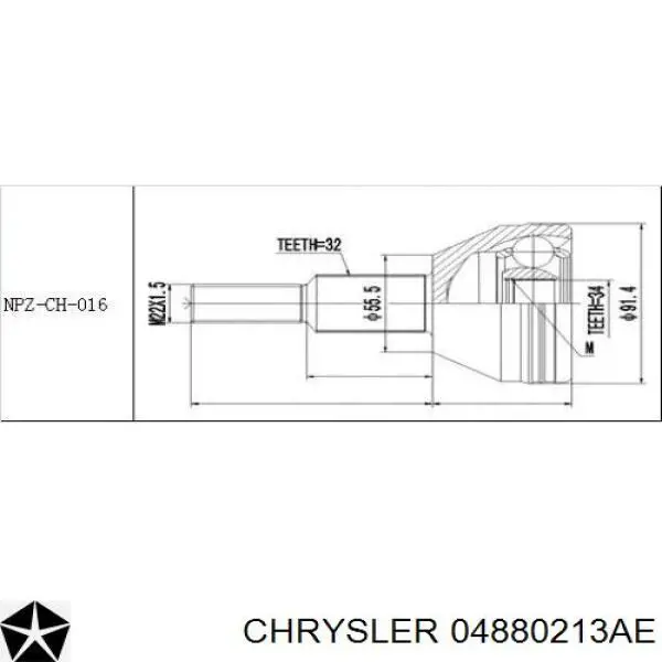 04880213AE Chrysler árbol de transmisión delantero izquierdo