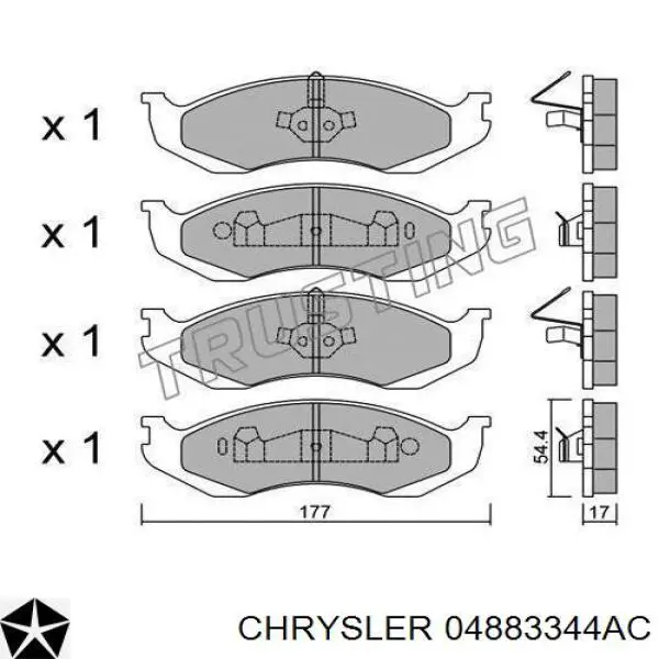 04883344AC Chrysler pastillas de freno delanteras