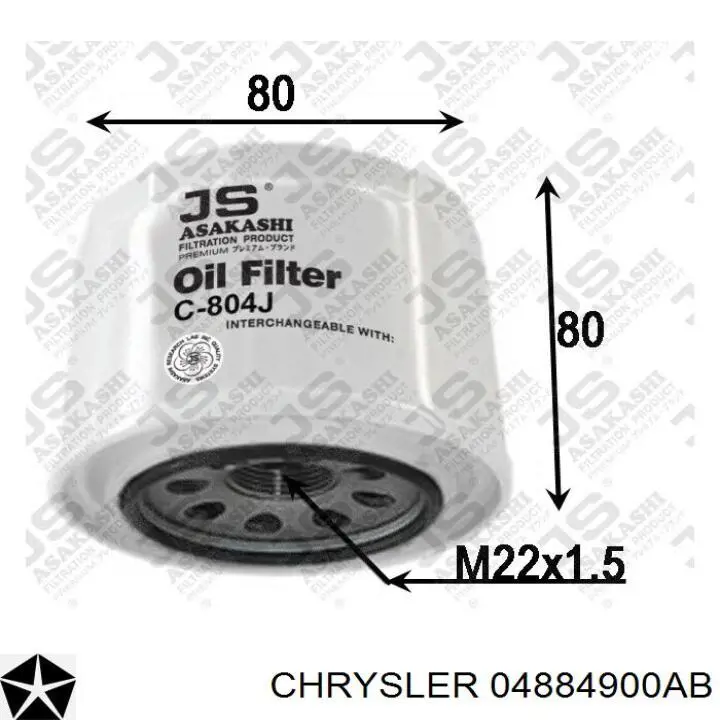 Filtro de aceite Chrysler 04884900AB precio, desde 5,98 EUR