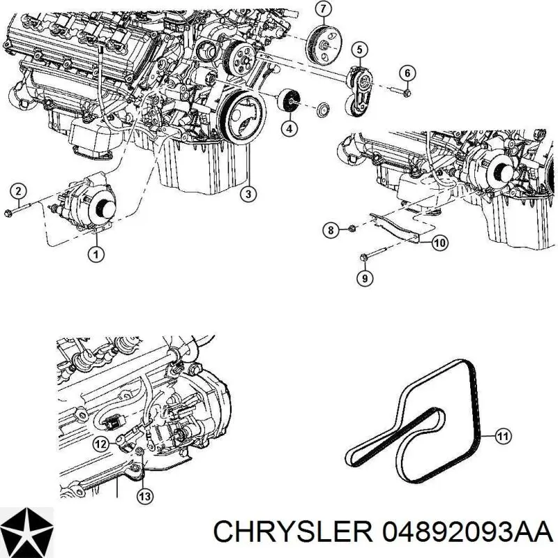 04892093AA Chrysler polea, servobomba