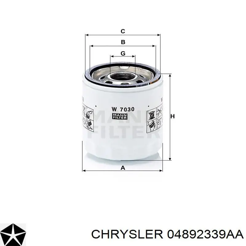 Filtro de aceite Chrysler 04892339AA precio, desde 5,98 EUR