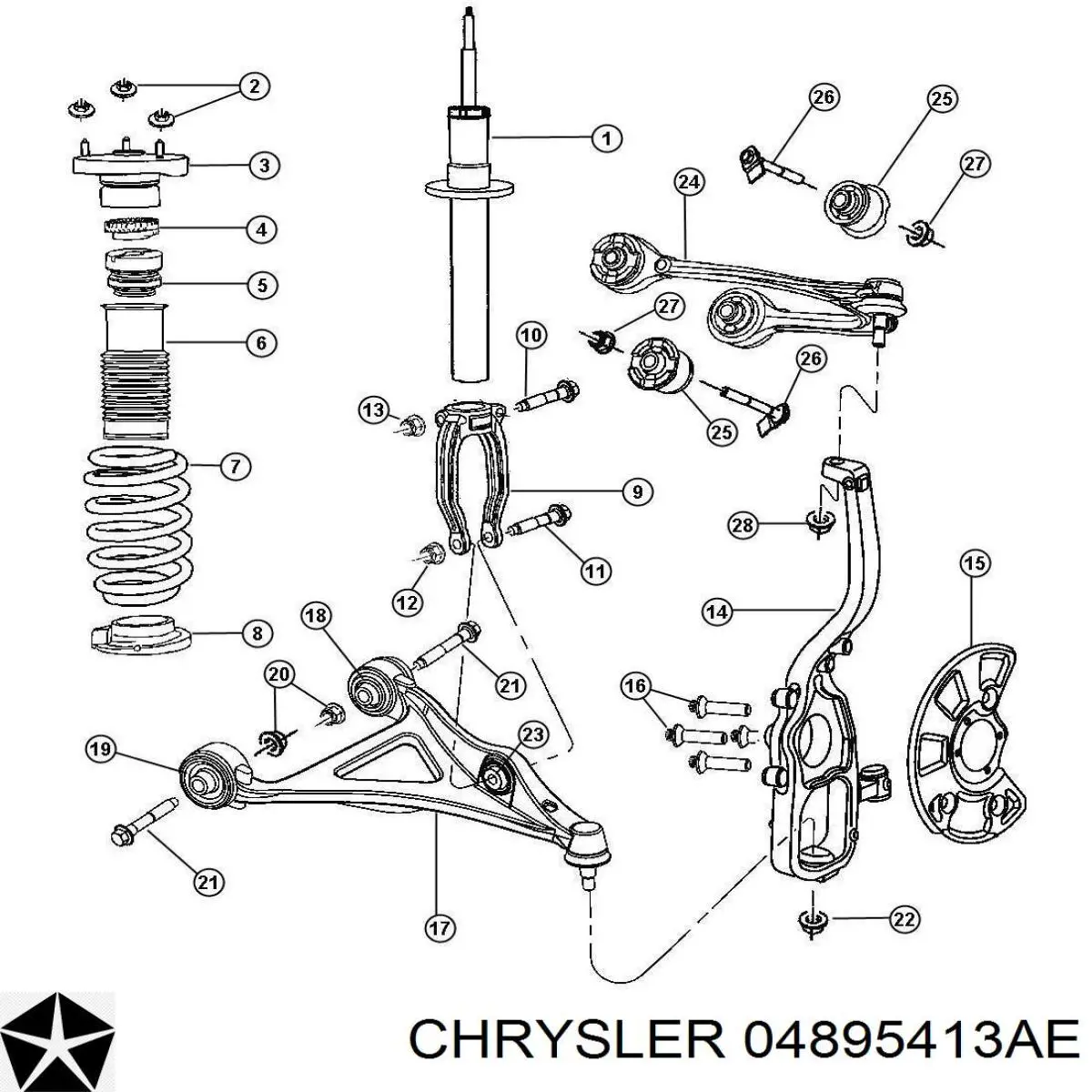 04895413AE Chrysler soporte amortiguador delantero izquierdo