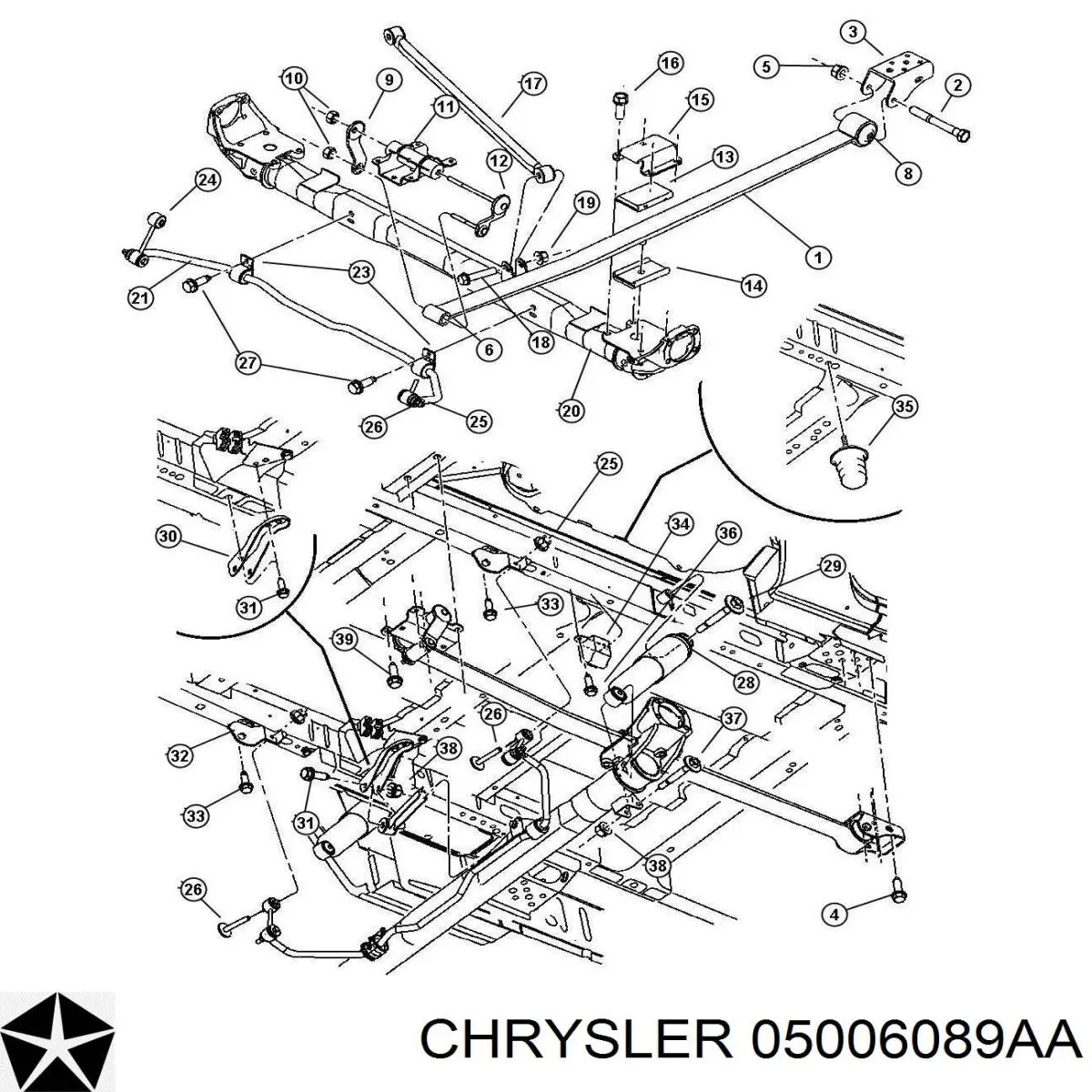 05006089AA Chrysler soporte de resorte del eje trasero