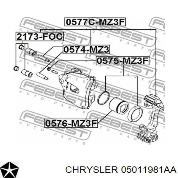 05011 981AA Chrysler juego de reparación, pinza de freno delantero