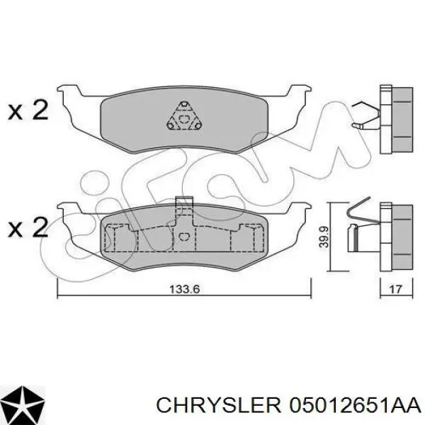 05012651AA Chrysler pastillas de freno traseras