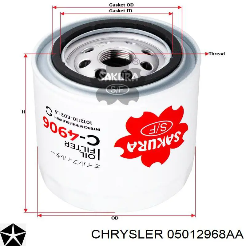 05012968AA Chrysler filtro de aceite