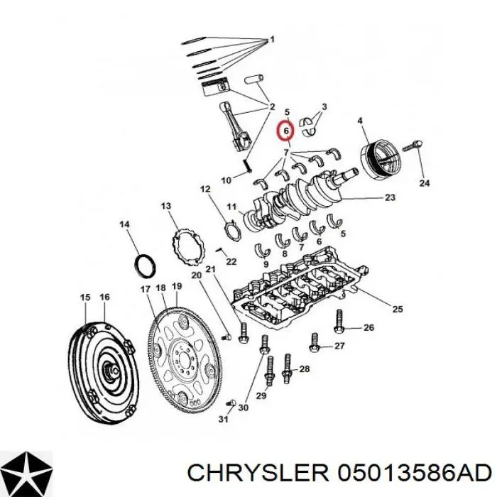 05013586AD Chrysler juego de cojinetes de cigüeñal, estándar, (std)