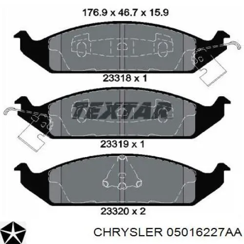 05016227AA Chrysler pastillas de freno delanteras