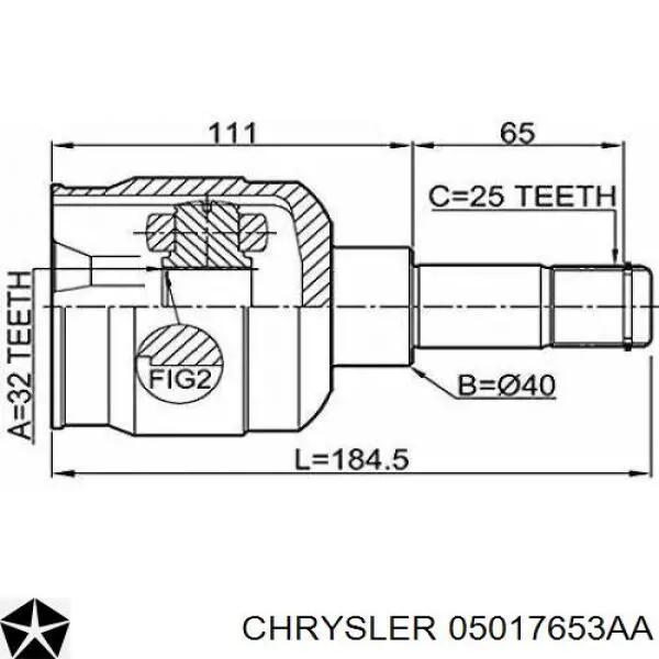 05017653AA Chrysler árbol de transmisión delantero derecho